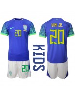 Brazílie Vinicius Junior #20 Venkovní dres pro děti MS 2022 Krátký Rukáv (+ trenýrky)